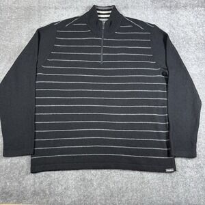 Eddie Bauer Sweater Men's Large Gray Wool Blend 1/4 Zip Mock Neck